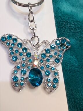 Blue Crystal Butterfly Keychain